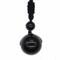 HZ Natural Black Obsidian Beads Ball Pendant Transfer Lucky Crystal Jewelry Energy Gift Folk Crafts