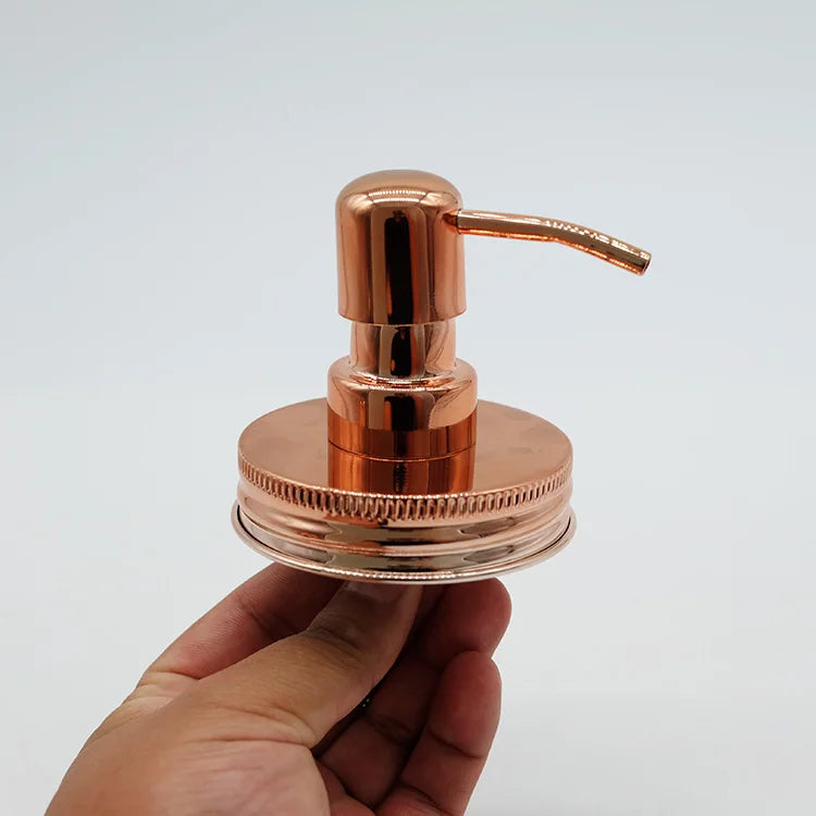 Custom 70MM Stainless Steel Screw Cap Lotion Soap Pump Dispenser for Regular Glass Mason Jars Metal Material