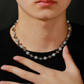 Cyberpunk INS Neutral Metal Style Real Gold Plated 6mm-8mm Diamond Bead Chain Hip-hop Bracelet Necklace Set