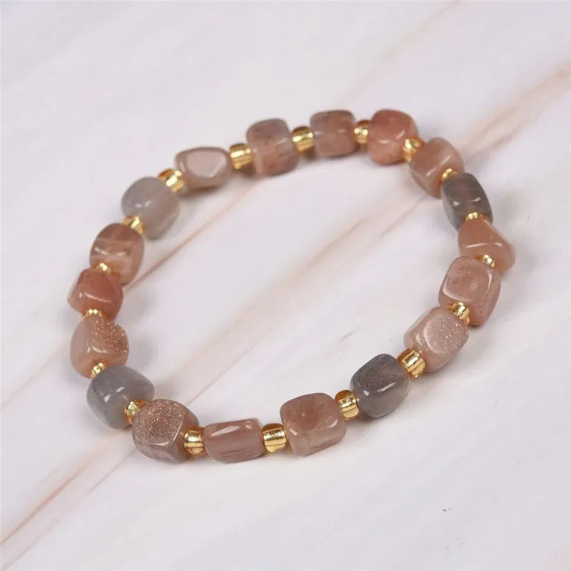 2021 New Arrival Irregular Shape Sun Stone Beads Bracelet Natural Stone Bracelet for Women