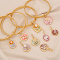 Personalized DIY Custom Charm Jewelry Vintage Enamel Pendant Bracelet & Bangle Stainless Steel Flower Bracelet for Women