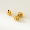 925 Sterling Silver Gold-plated 7mm Passepartout Barrel Beads Hand String Loose Beads Diy   Accessories