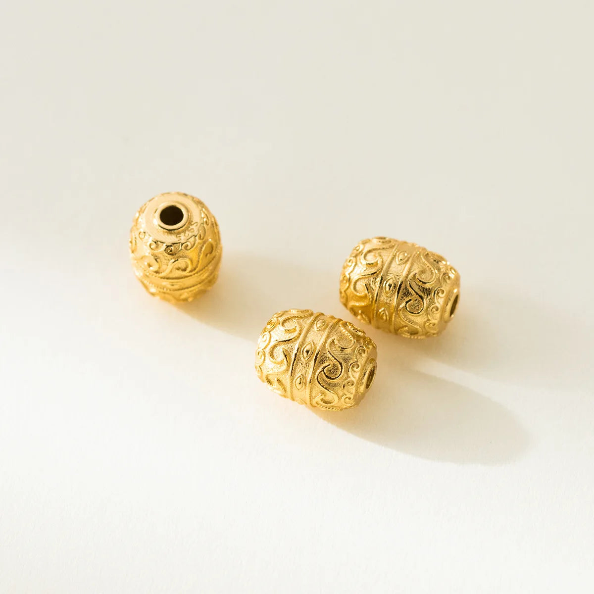 925 Sterling Silver Gold-plated 7mm Passepartout Barrel Beads Hand String Loose Beads Diy   Accessories