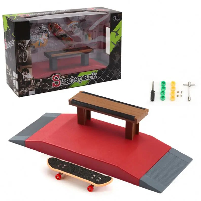 Portable Skateboard Ramp Set Practice Skate Park with Wood and Maple Material for Beginners and Grind Rail
