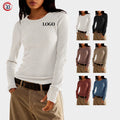 T-shirt Manufacturer Custom Tshirts with logo Women's T-shirts Cotton Knit Round Neck Long Sleeve T-Shirts for Casual Wear MegaBDM