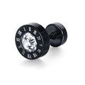 Men Womens Stainless Steel Circle Round Stud Earrings Silver/Black Roman Numeral Earrings