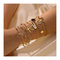New Adjustable 18k Gold Plated Anti Tarnish Stainless Steel Zircon Star Moon Cross Bracelet for Women Jewelry