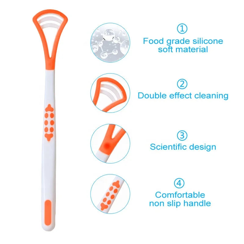 Private Label Colorful Silicone Tongue Cleaner Scraper Premium Quality Plastic Tool for Effective Oral Hygiene