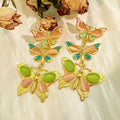2023 Exaggerated Gold Butterfly Long Earrings Fashion Jewelry Glass Bead Big Butterfly Earrings for Women Orecchini a Farfalla