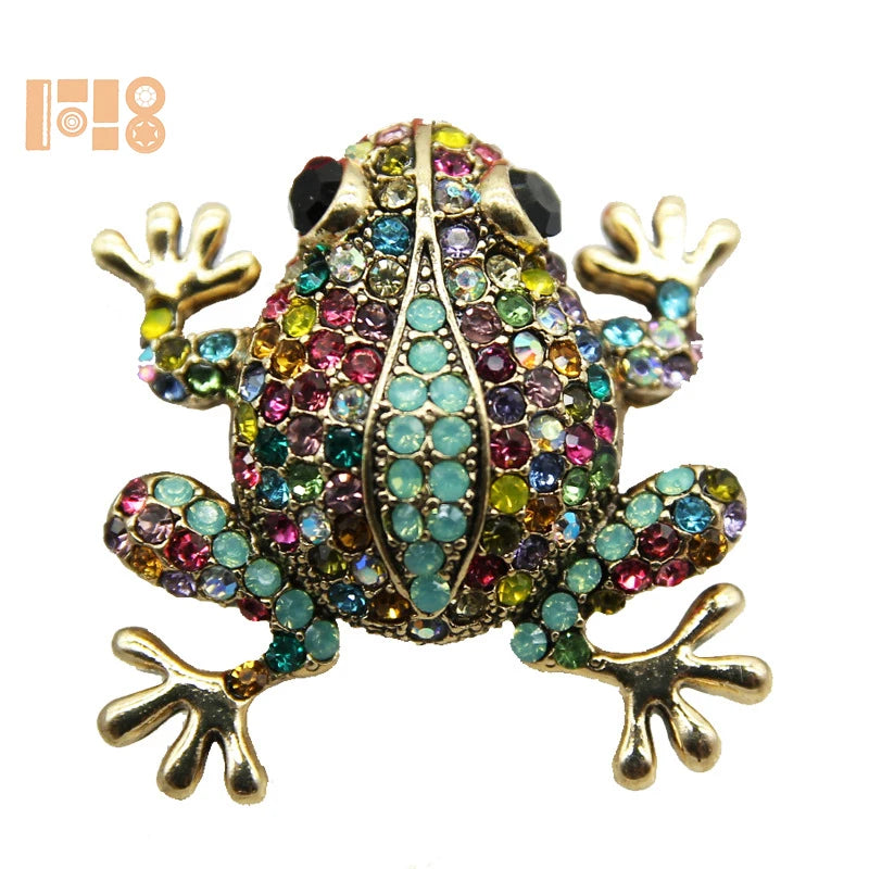 Cartoon Frog Brooch Full Rhinestone Women Children Animal Zinc Alloy Pin Fashionable Wild for Weddings Gifts Stock