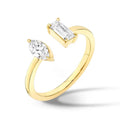 Gemnel Minimalist 18k Gold Vermeil Mixed Diamond baguette Marquise Open Band Ring Wedding