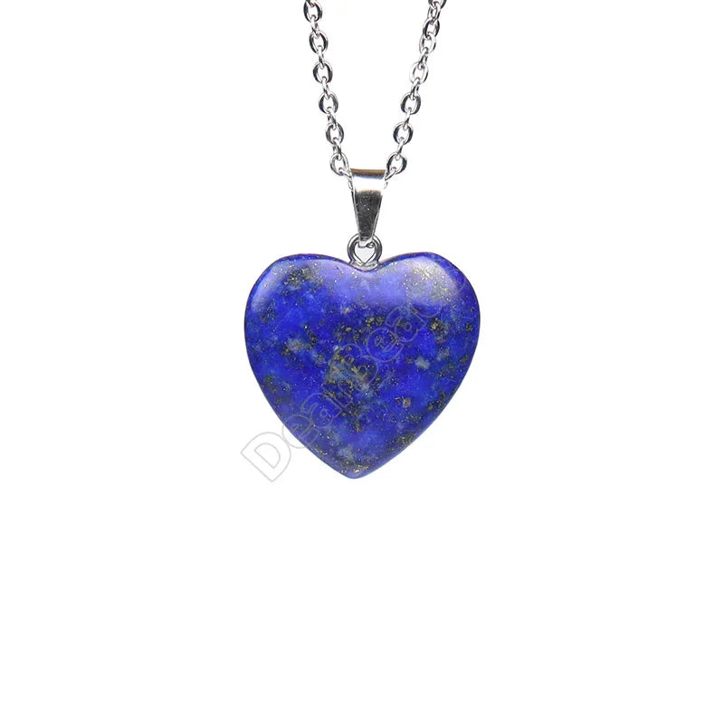 2CM Heart Natural Stone Crystal Lapis Lazuli Pendant Quartz Pendants for Necklace Jewelry Making
