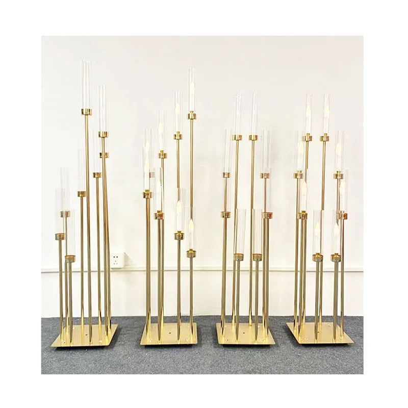 Wedding Table Golden Candelabra Centerpieces 8 Arms Lead Art Acrylic Candle Holder Decoration Ornaments Road Lead Decoration