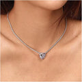 Deluxe Women's Anniversary Square Encircled Zirconia Gold Plated Vintage Style Love Heart Crystal Snake Bone Chain Necklace