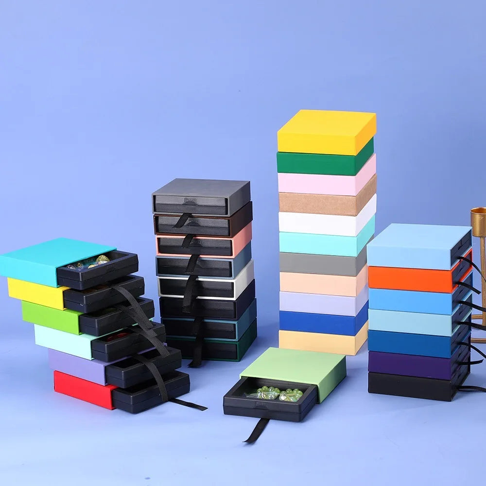 Multi Color Sizes Jewelry Box Suspension Drawer Box Portable PE Film Jewelry Storage Box