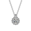 OLAN Fashion Jewelry 1.0ct Round Cut Moissanite Flower Design Pendant 925 Sterling Silver Moissanite Necklace for Women