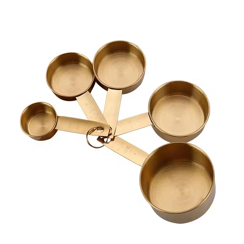 30/60/80/125/250ml Kitchen Baking Tools 5pieces Rose Gold Stainless Steel Coffee Measuring Spoon Set