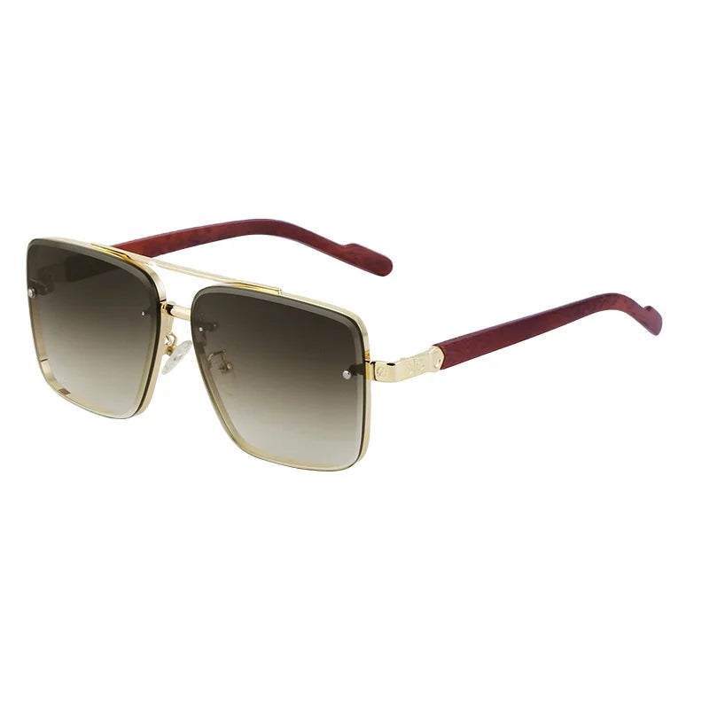 Vintage Wood Grain Sunglasses for Men's Diamond Cut Edge Box Sunglasses WF-2A361