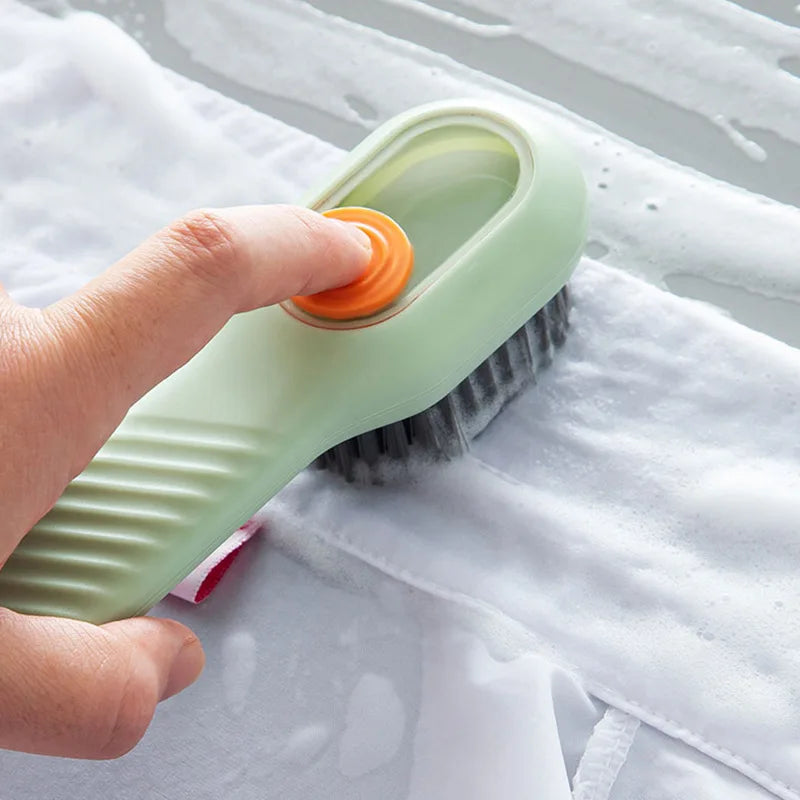 Multifunctional Shoe Brush Automatic Liquid Discharge Smooth Handle OEM Soft-Bristled Laundry Clothing Soap Dispensing Brush