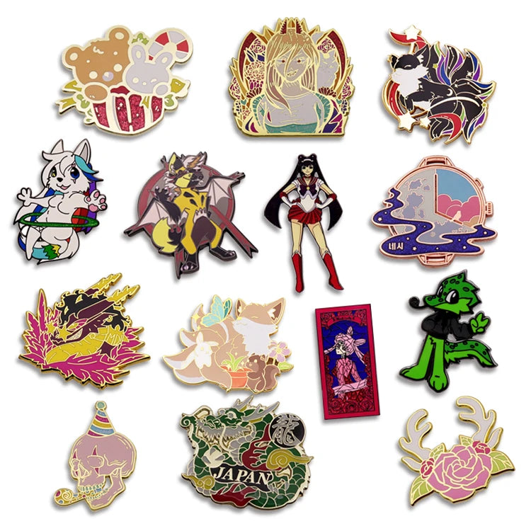 LOW Tariff Factory Custom Badge Pin Anime Glitter Dragon Hard Enamel Pin Custom Cartoon Loong Logo Souvenir Brooch Lapel Pin