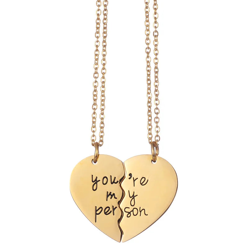 New Stainless Steel You Are My Person Letter Heart Pendant Necklace Fashion Lovers Jewelry Valentine's Day Gift