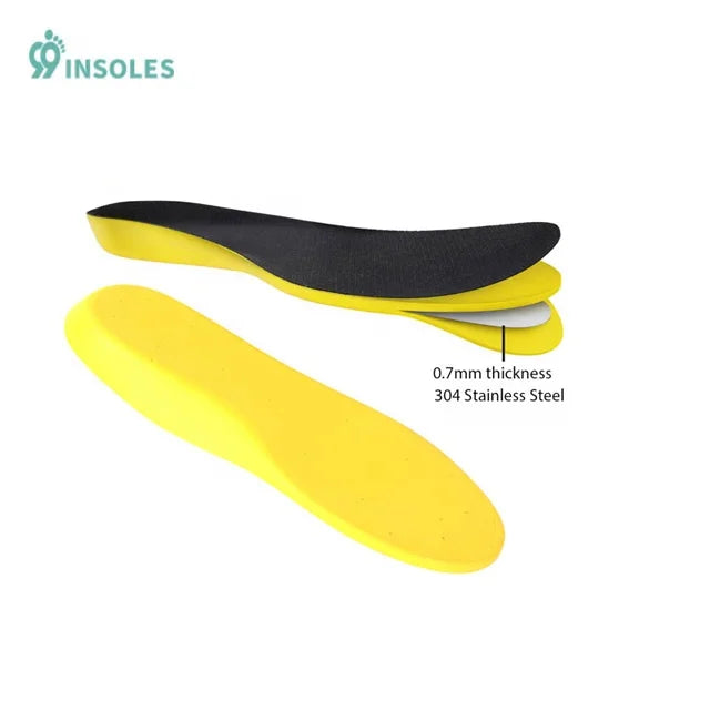 Surface Pu Stainless Steel Feet Insoles Breathable Perfume Orhtotic Anti-puncture Eva Footprint Arch Support Pu Shoe Insol