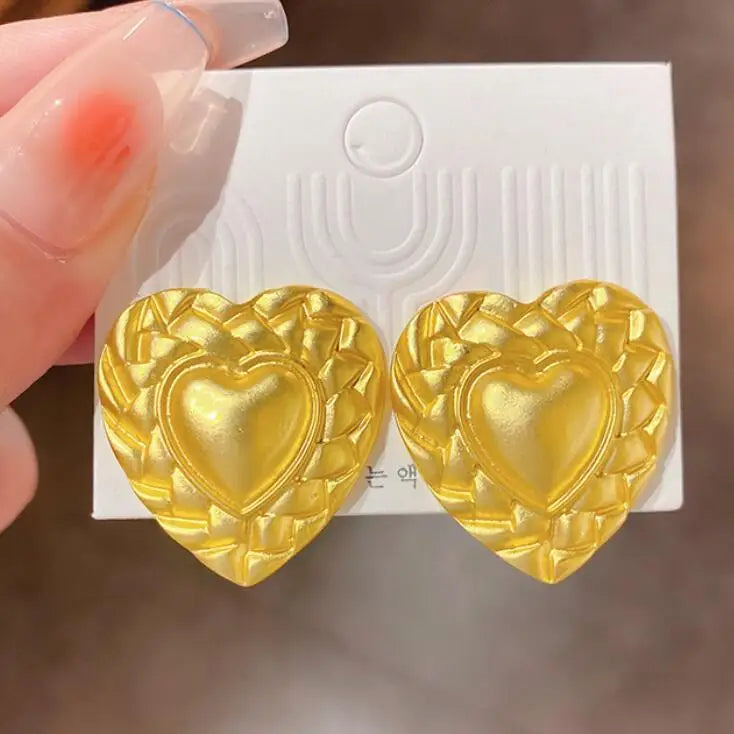 Kaimei 2025 Earring Fashion Jewelry Silver Needle Baroque love Earrings Simple Personality Design Gold Heart Stud Earrings