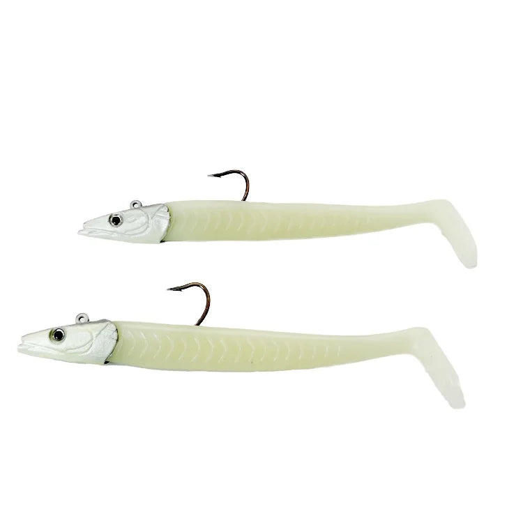 Handmade Silicone Bass Fishing Lure Luminous Soft Lead Head Artificial Bait Jigging for Sea Bass Perch Trout Rubber Material