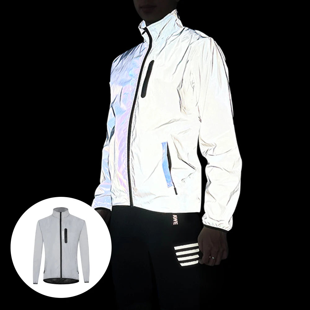 WOSAWE Unisex New Streetwear Reflective Cycling Jacket Waterproof Wind Coat Noctilucent Lightweight Windbreakers
