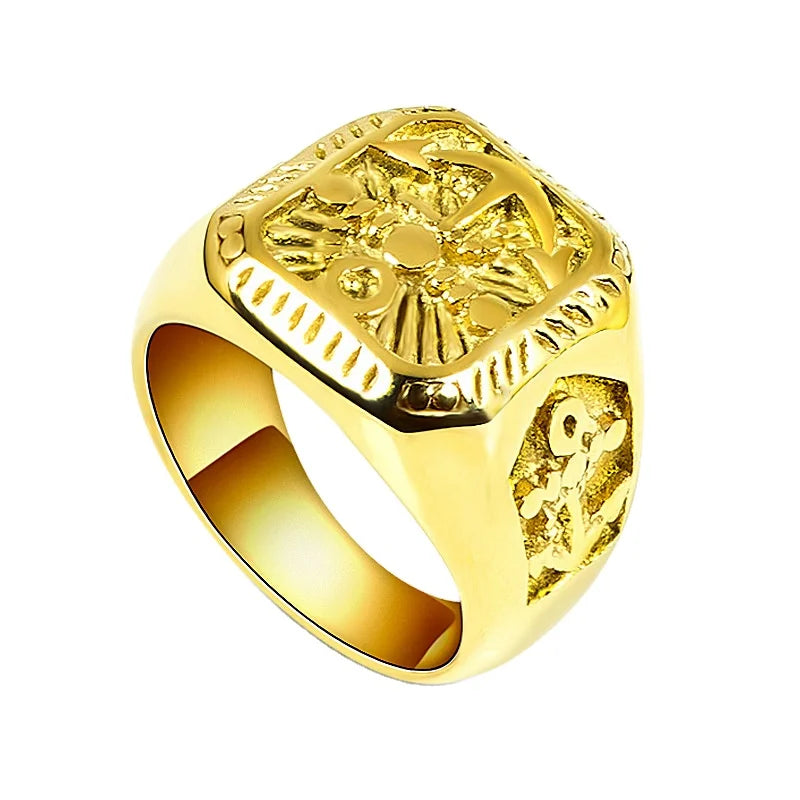 Vintage Stainless Steel 18k Gold Anchor Men's Ring Pirate Styles Titanium Steel Ring Jewelry