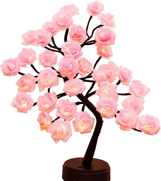 24 LED Rose Artificial Bonsai Tree Night String Lights  for Home Bedroom Valentine's Day Thanksgiving Christmas Wedding Party
