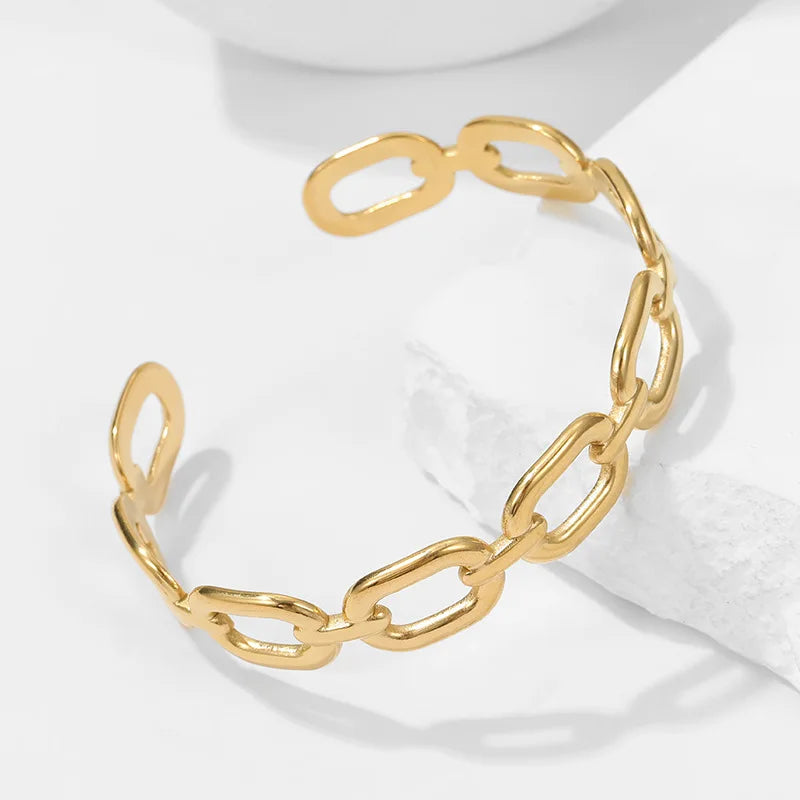 BM Eco-friendly Hypoallergenic 18k Gold Plated Stainless Steel Chain Bangle for Women Gift