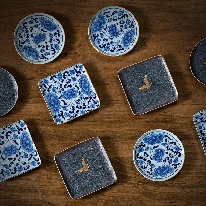 Ceramic Coasters Japanese Style Coarse Pottery Gold Coasters Heat Proof Mat Teacup Mat Ceramic Kung Fu Tea Ceremony