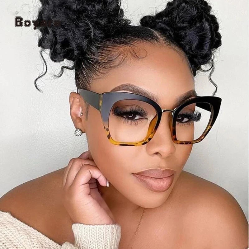 Boyarn Wholesale Trendy Big Optical Eye Glasses Women  Cat Eye  Anti Blue Light Glass Fashion Computer Eyeglasses Shades