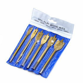 6-Piece Set of Hexagonal Handle Hanging Bag Titanium Plated Woodworking Flat Drill Set Woodworking Drilling Hole Opener 10-25mm
