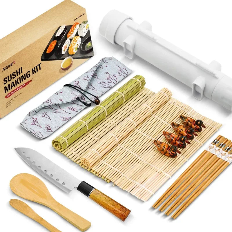 16 Pieces DIY Sushi Making Kit Plastic Sushi Maker with Multiple Shapes Rice Mold and Rice Spatula Easy Using Sushi Kit