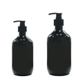 Stock Available PET Skincare 10 oz Cosmetic Empty Round Black Plastic Bottle 300 ml with Press Pump