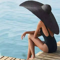 New Retro Women's Summer Hat with Big Wide Brim Solid Color Dome Foldable Sun Protection Cap for Girl Female Beach Sun Straw Hat