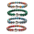 8mm Elastic Rope Fish Shape Bracelets Jewelry for Women Men Colorful Yoga Prayer Chakra Malachite Natural Stone Bead Bracelet