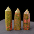 Natural Unakite Crystal Wand Faceted Single Point Polished Tumbled Stone in Hexagonal Shape