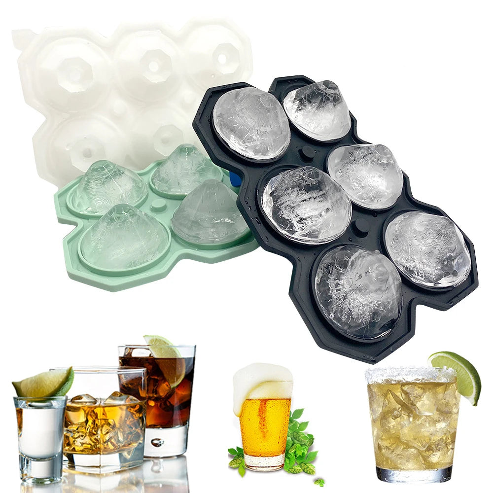 Manjia Hot Sale Professional 6-Ice Trays Ice Maker Eco-Friendly Four Holes Diamond Shape Silicone Ice Molds