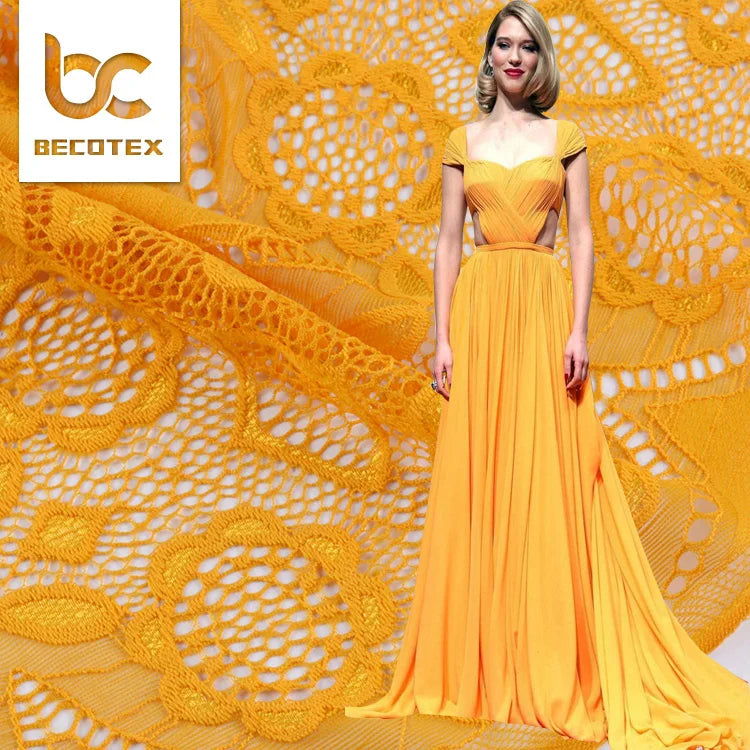 Custom Luxury French Stretch Bridal Power Embroidery Lace Fabric for Dress Wholesale