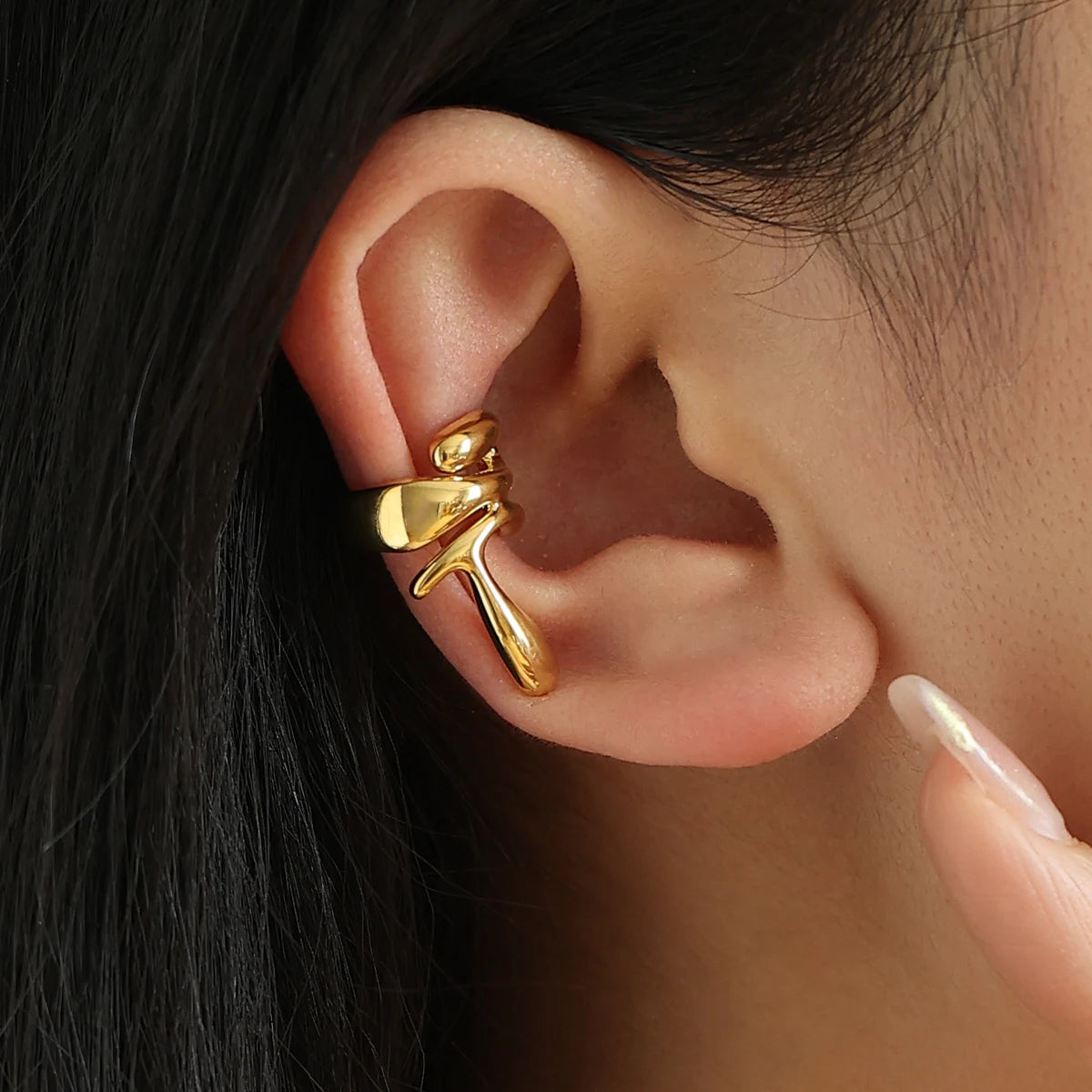 Men and Women's Minimalist Fashion Geometric Clip-On Earrings Cool Hip Hop Style Gold Silver Trendy Brass Jewelry for Gift