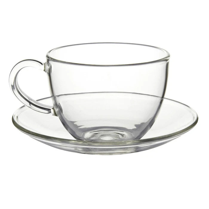 100ml Premium Healthful Borosilicate Glass Heat Resistant Crystal Clear Coffee Mug Glass Tea Cup with Saucer