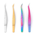LASH Eyelash Extension Tweezers (Set of 4) - Professional & Precision Lash Tweezers for Eyelash Extensions - Japanese Steel