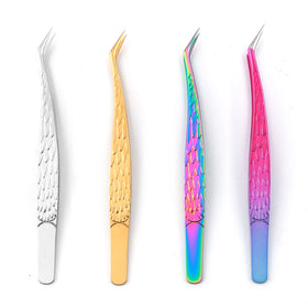 LASH Eyelash Extension Tweezers (Set of 4) - Professional & Precision Lash Tweezers for Eyelash Extensions - Japanese Steel