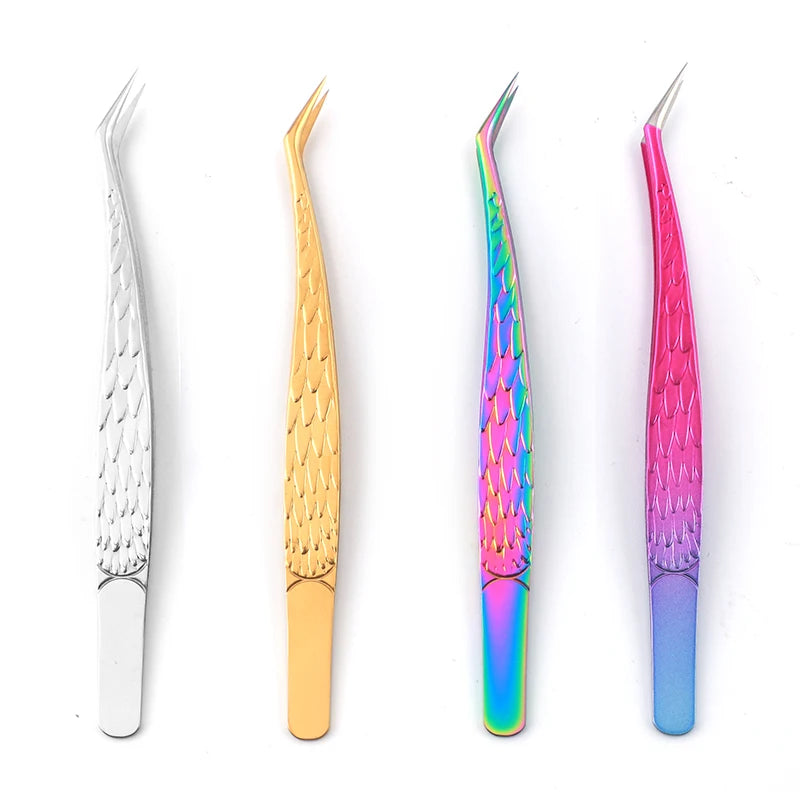 LASH Eyelash Extension Tweezers (Set of 4) - Professional & Precision Lash Tweezers for Eyelash Extensions - Japanese Steel