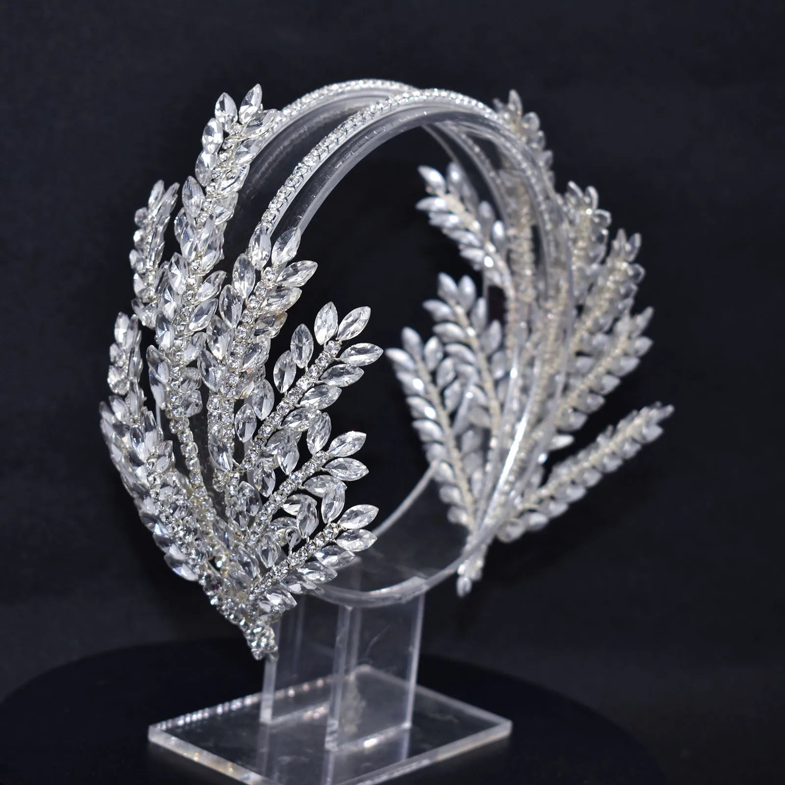 New Arrival European American Bride Hair Accessories Double Row Crystal Metal Headband for Women