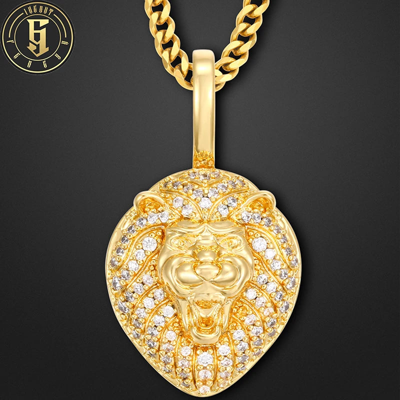 Manufacturer Wholesale Hip Hop Exquisite Small Lion Head Pendant Personalized Stylish Jewelry Brass CZ Animal Pendant