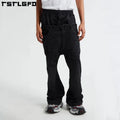 Manufacturer Acid Wash Jeans Oversized Distressed  Denim Pants Custom Double Waist Flare Leg Jeans for Men